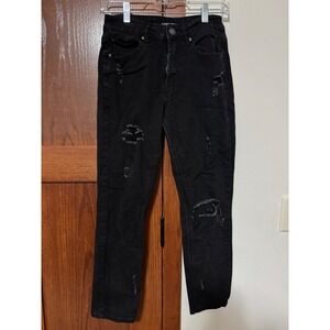 Almost Famous Black Distressed Ripped Denim Jeans Women's Size 3